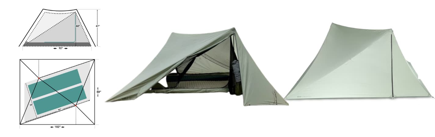 Dan Durston X-Mid 2P tent is my choice for Best Sil-Poly 2 Person Trekking Pole Tent