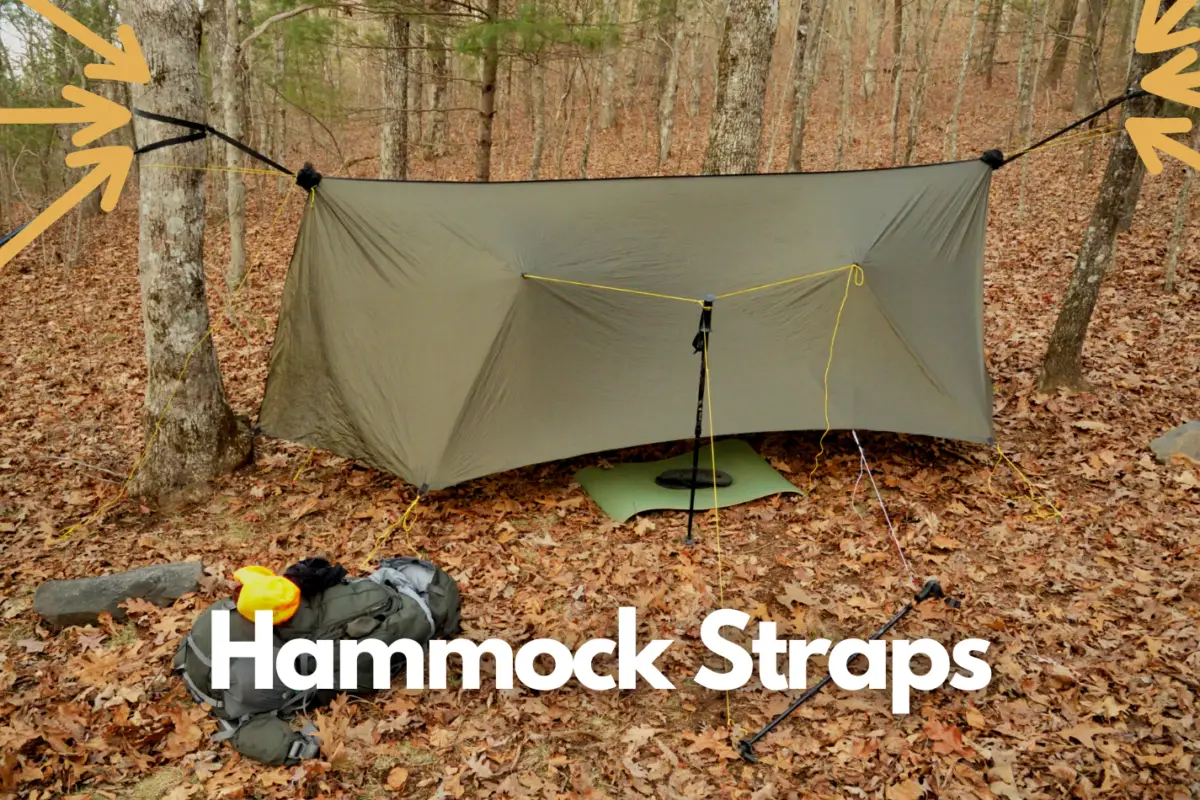 Full hammock setup between trees with full strap setup