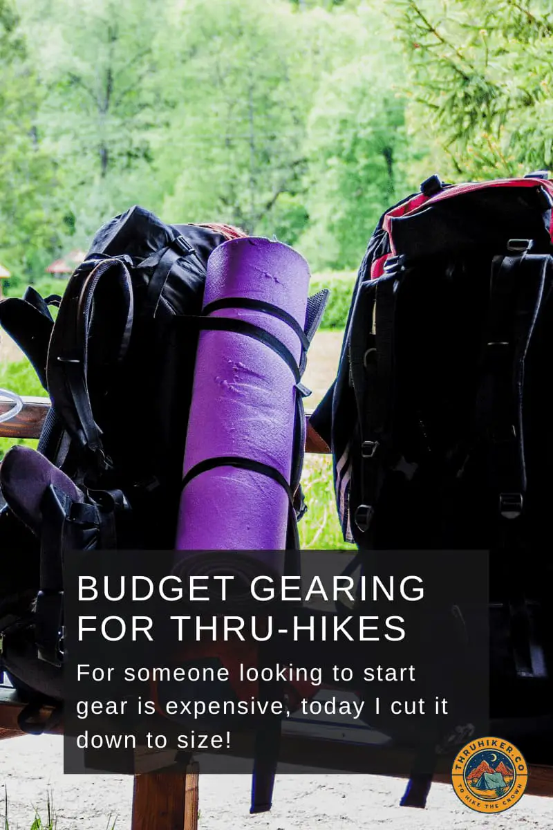 backpacking in the shelter - building a budget thru hike gear kit for pinterest