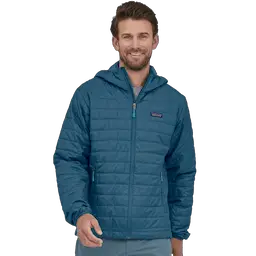 Brown haired man in a Patagonia Nano Puff Insulated Hoodie