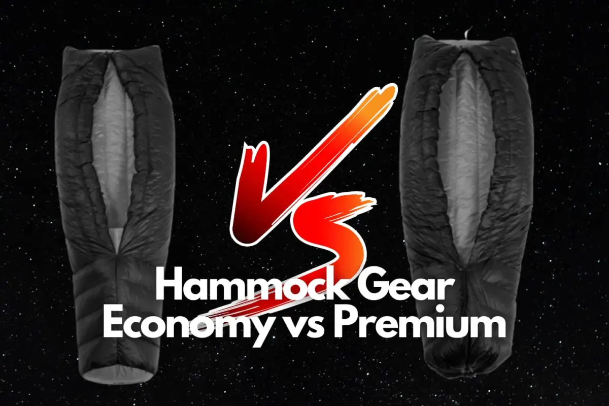 hammock gear economy burrow witha versus sign and the hammock gear premium burrow in a match up