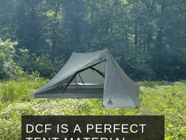 An X-Mid 2 Pro Dcf tent on a eagle rock loop trail campsite image for pinterest