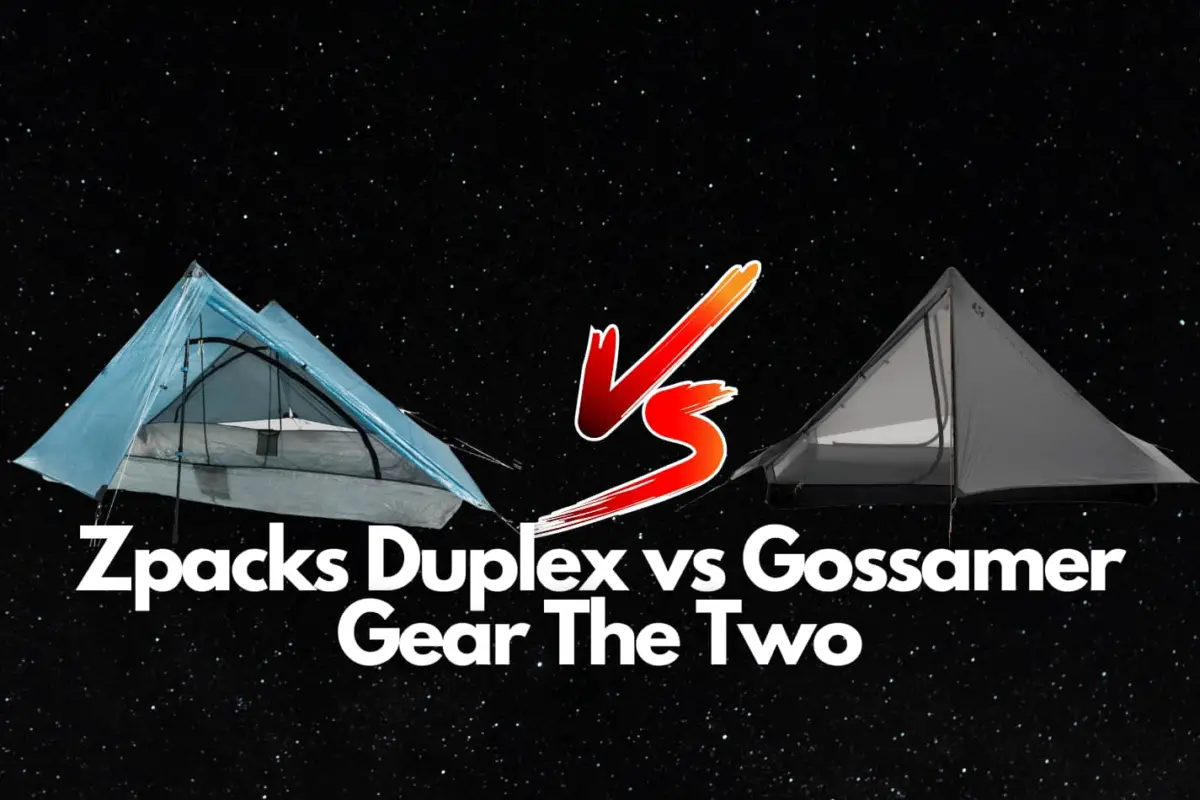 Showing the Zpacks Duplex and Gossamer Gear The Two against a black background with a versus sign