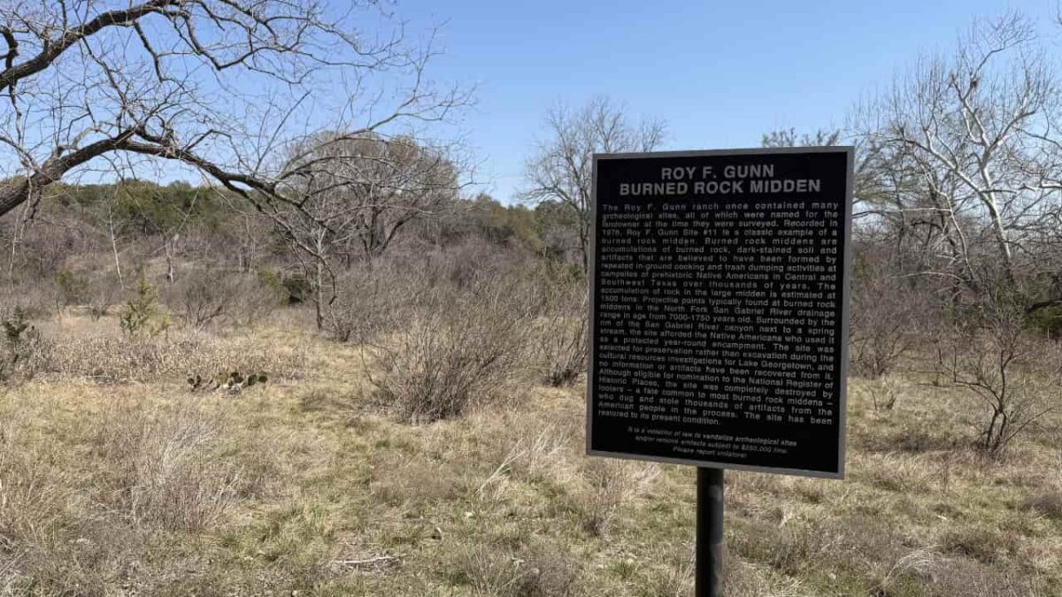 Burned Rock Midden Sign On The Goodwater Loop
